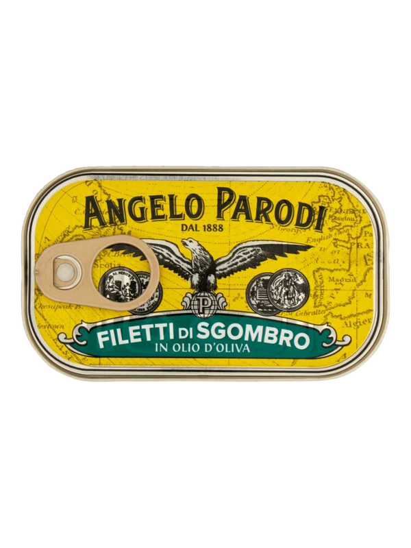 Angelo Parodi filets de maquereau à l'huile d'olive 125 g · boîte