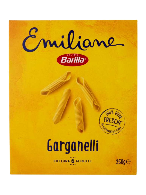 Barilla Emiliane Garganelli aux œufs 250 g · boîte