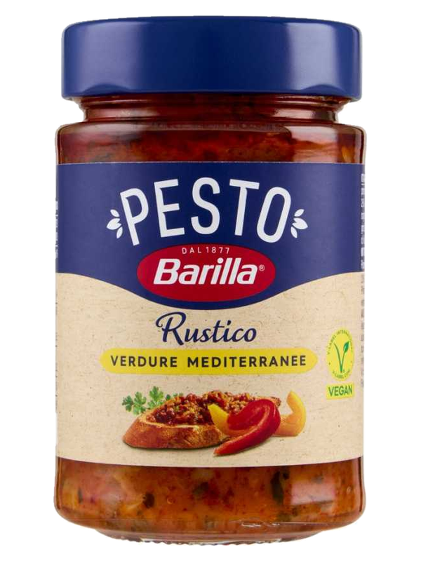 Barilla pesto Rustico Mediterraneo 200 g · bocal