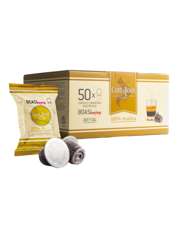 Capsules Boasi Enjoy 100 % Arabica compatibles Nespresso®, emballage individuel, boîte de 50 · boîte