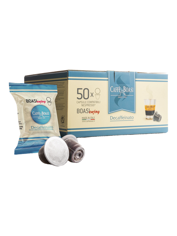 Capsules Boasi Enjoy Décaféiné compatibles Nespresso®, emballage individuel, boîte de 50 · boîte