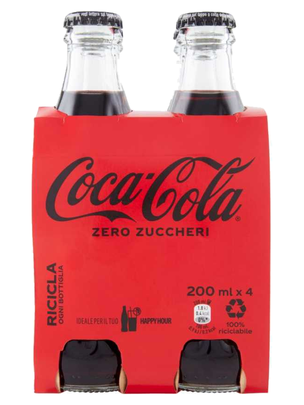 Coca-Cola Zero en bouteilles verre 4 x 20 cl · lot