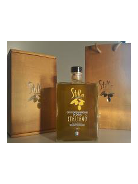 Coffret cadeau Stilla Oro, huile d'olive vierge extra 100 % italienne non filtrée 1 L · coffret