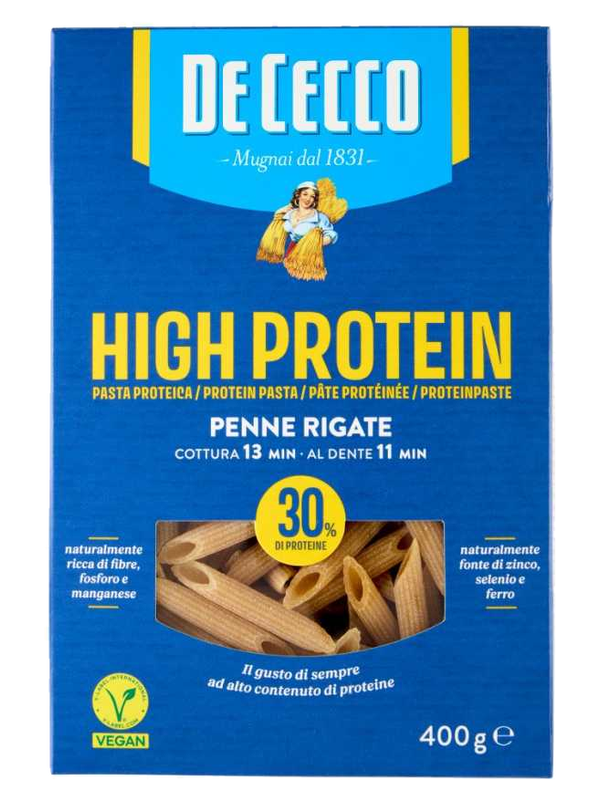 De Cecco High Protein Penne Rigate n°41 400 g · boîte