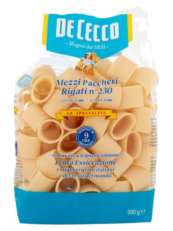 De Cecco Mezzi Paccheri Rigati n°230 500 g · paquet