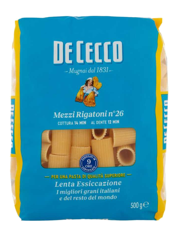 De Cecco Mezzi Rigatoni n°26 500 g · paquet