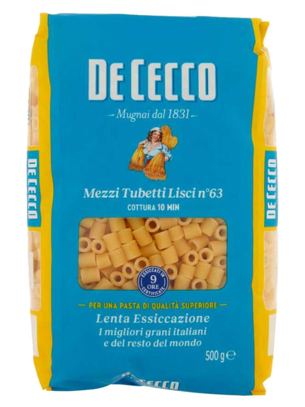 De Cecco Mezzi Tubetti Lisci n°63 500 g · paquet
