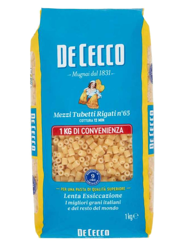 De Cecco Mezzi Tubetti Rigati n°65 1 kg · paquet