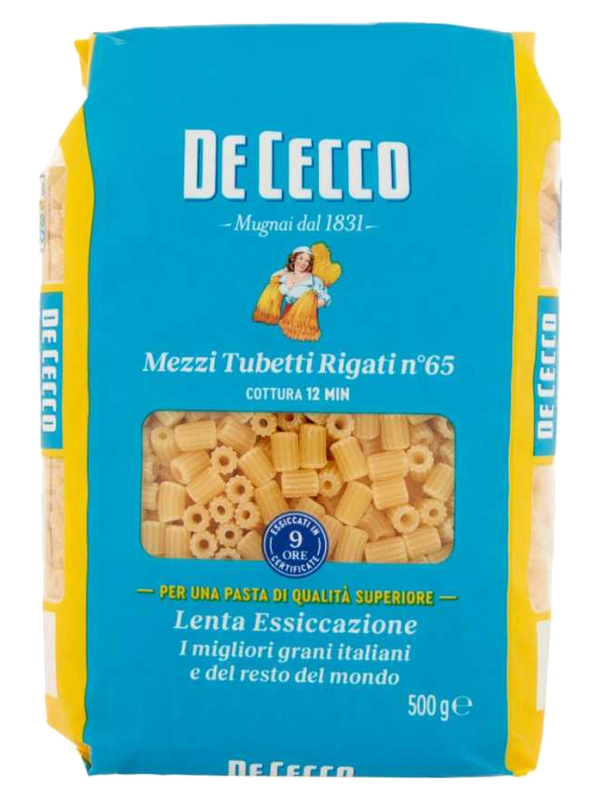 De Cecco Mezzi Tubetti Rigati n°65 500 g · paquet