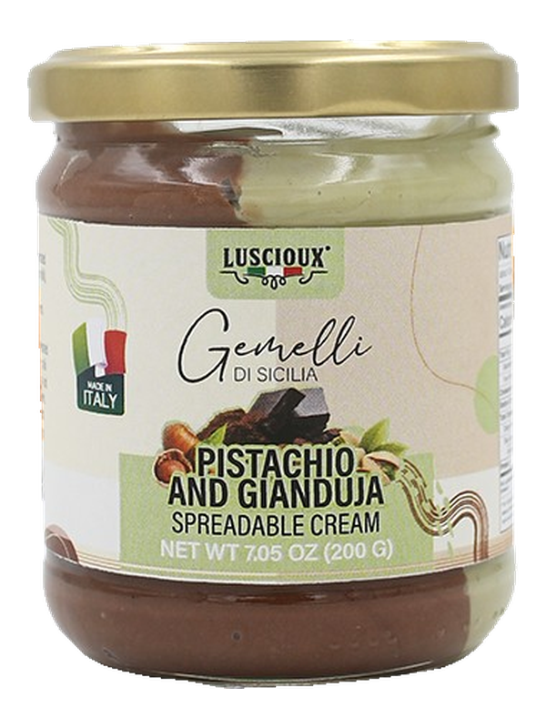 Gemelli di Sicilia, crème pistache et gianduja 200 g · pot
