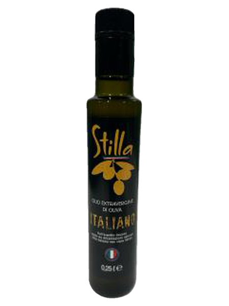 Huile d'olive vierge extra 100 % italienne 0,25 L · verre Dorica, bouchon anti-remplissage