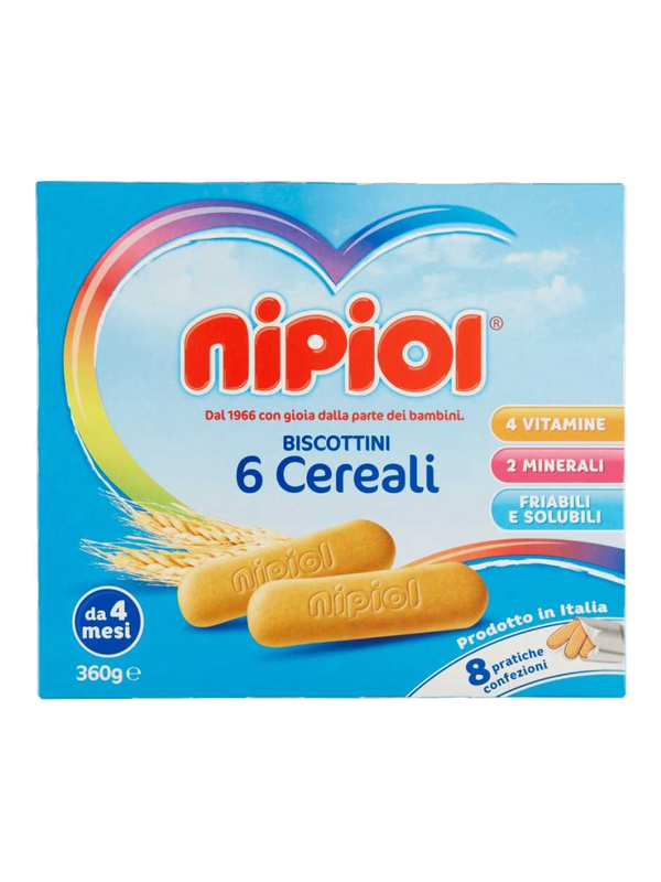 Nipiol biscuits 6 céréales pour bébé 360 g · boîte