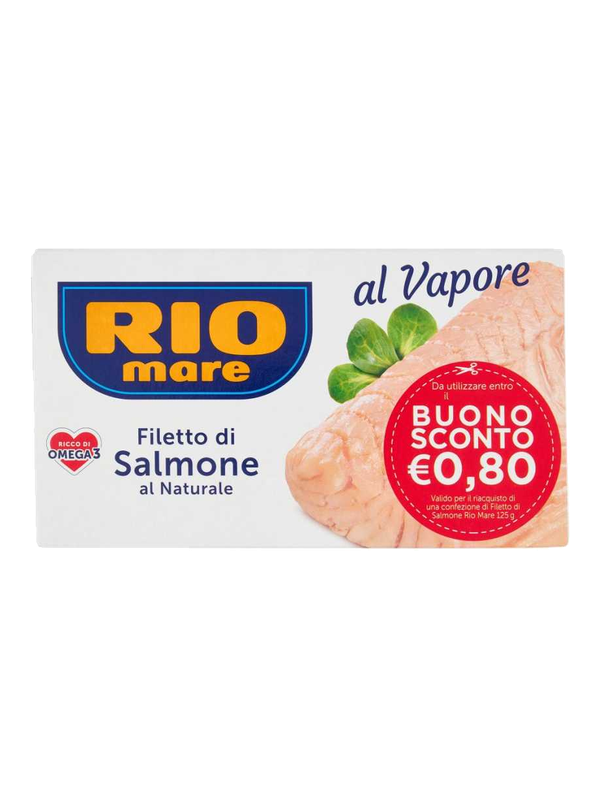 Rio Mare filet de saumon vapeur au naturel 125 g · boîte