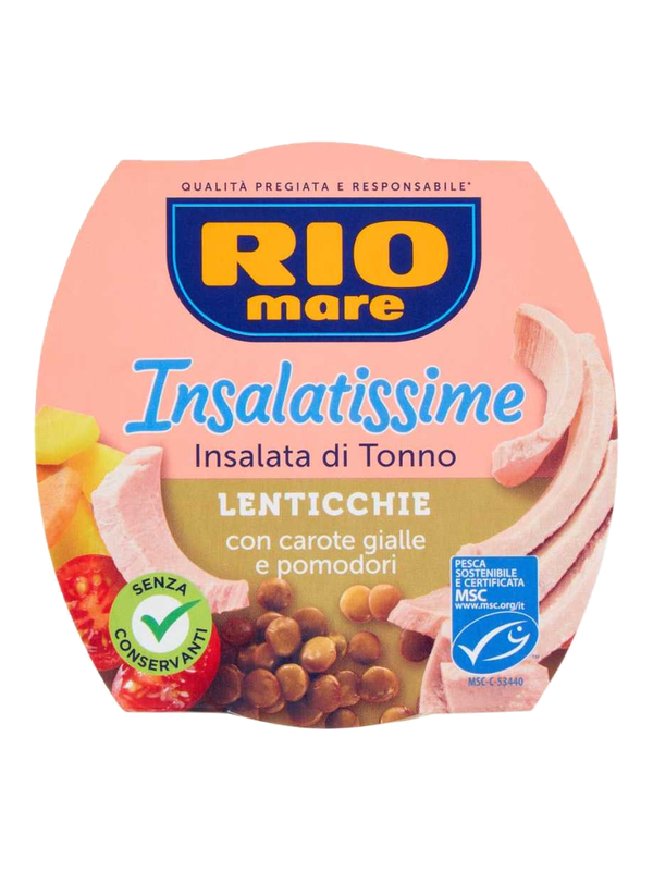 Rio Mare Insalatissime thon, lentilles, carottes jaunes et tomates 160 g · boîte