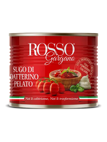 Sauce aux tomates datterini pelées 300 g · boîte
