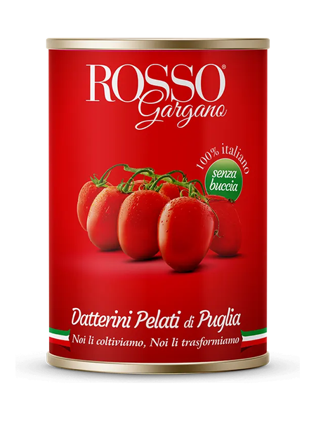 Tomates datterini pelées des Pouilles 400 g · boîte