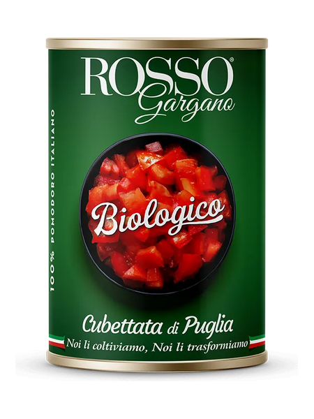 Tomates en dés bio des Pouilles 400 g · boîte